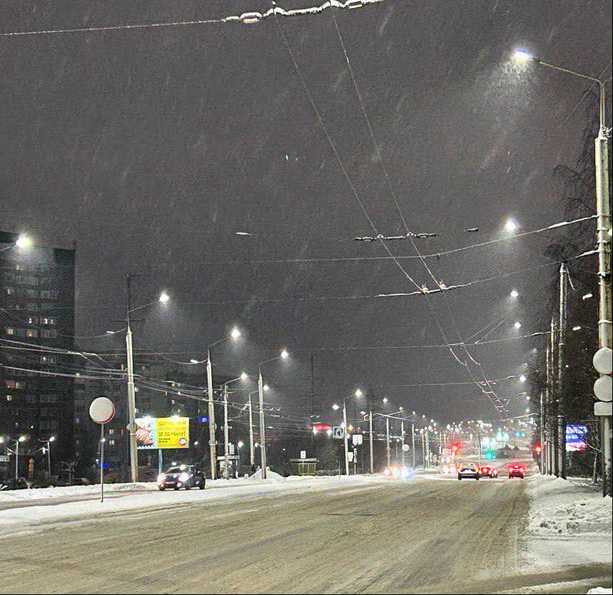 Освещение модернизировали на Лососинском шоссе в Петрозаводске