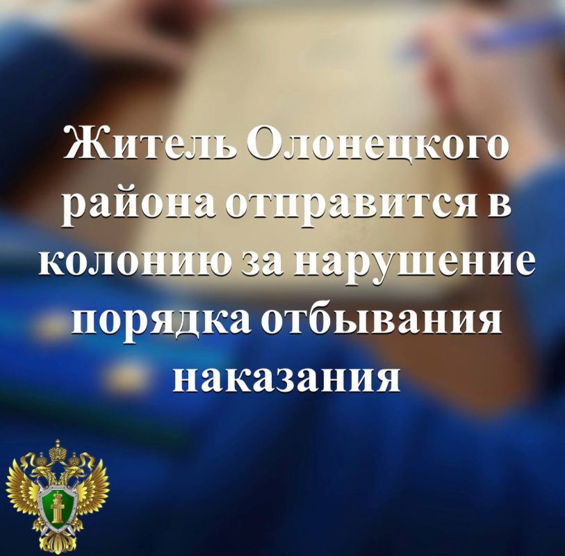 Прокуратура Олонецкого района поддержала представление уголовно-исполнительной инспекции об отмене условного осуждения и исполнении наказания в отношении местного жителя, неоднократно нарушившего общественный порядок