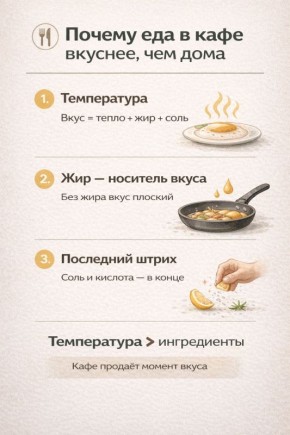 Почему еда в кафе вкуснее?