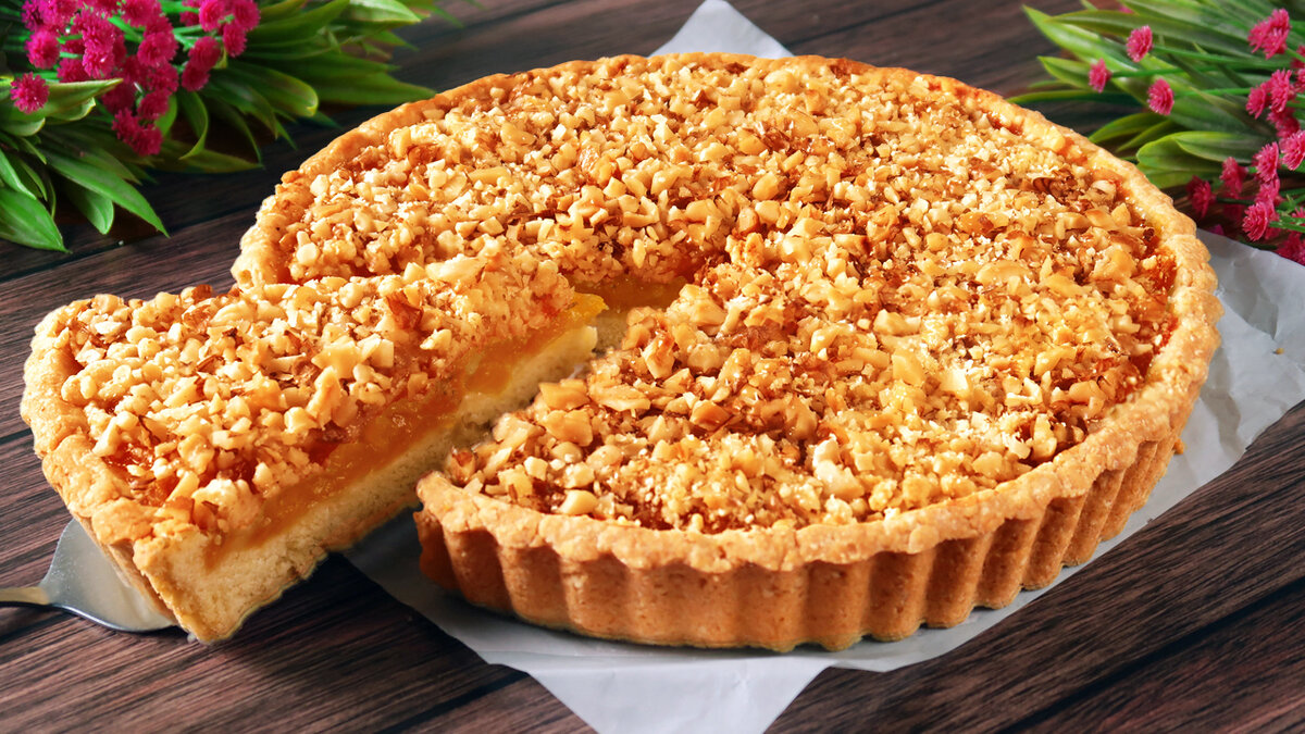 Вкусный абрикосовый пирог с песочным тестом и хрустящей корочкой