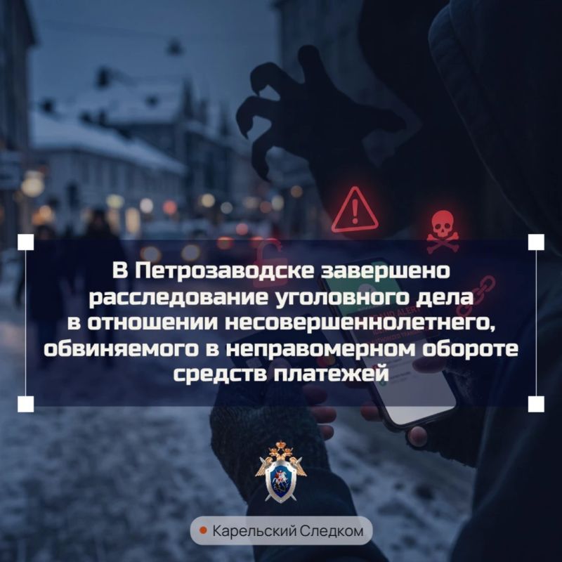 В Петрозаводске завершено расследование уголовного дела в отношении несовершеннолетнего, обвиняемого в неправомерном обороте средств платежей